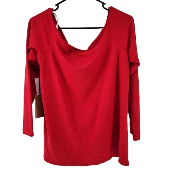 Halogen Women's Red Off The Shoulder Long Sleeve T-Shirt - XL - Picture 5 of 7